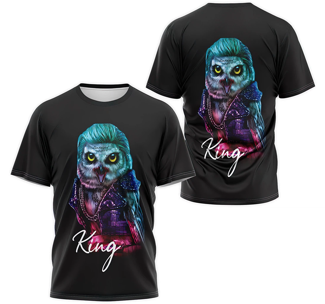 T-Shirt, Hoodie - Owl Bird King Joke 3D Printed