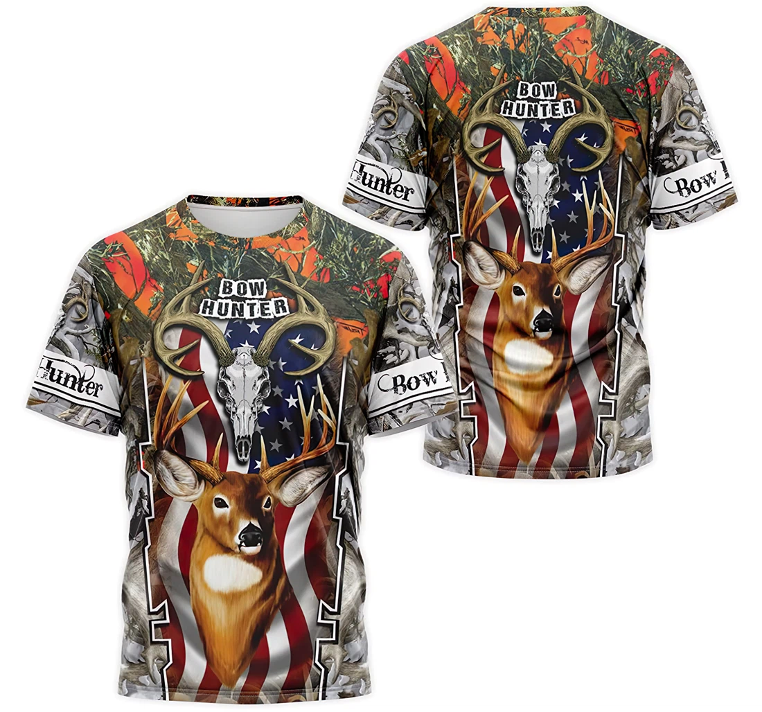 T-Shirt, Hoodie - Deer Skull Bow Hunter Orange Tree Camo 3D Printed