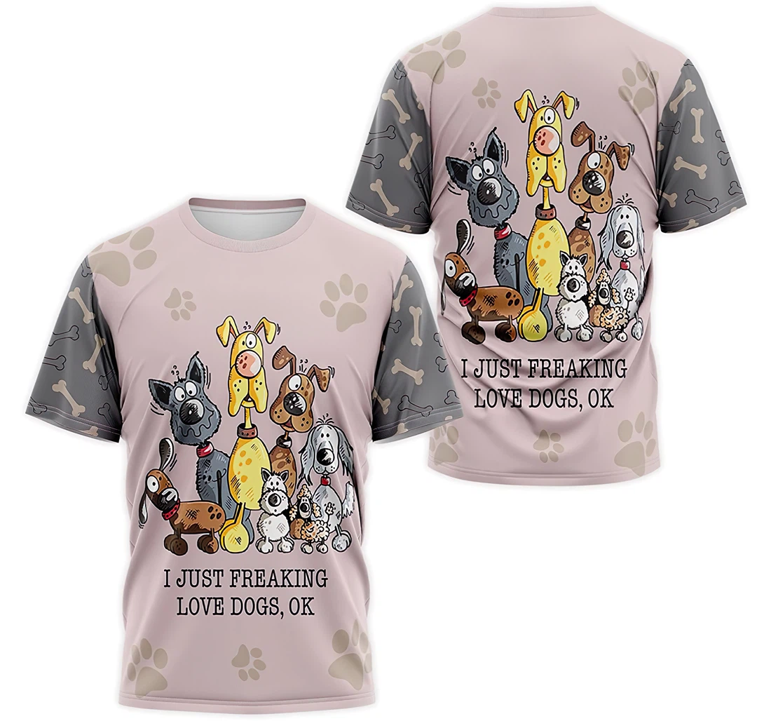 T-Shirt, Hoodie - I Just Freaking Love Dogs OK Bones Repeat 2 3D Printed