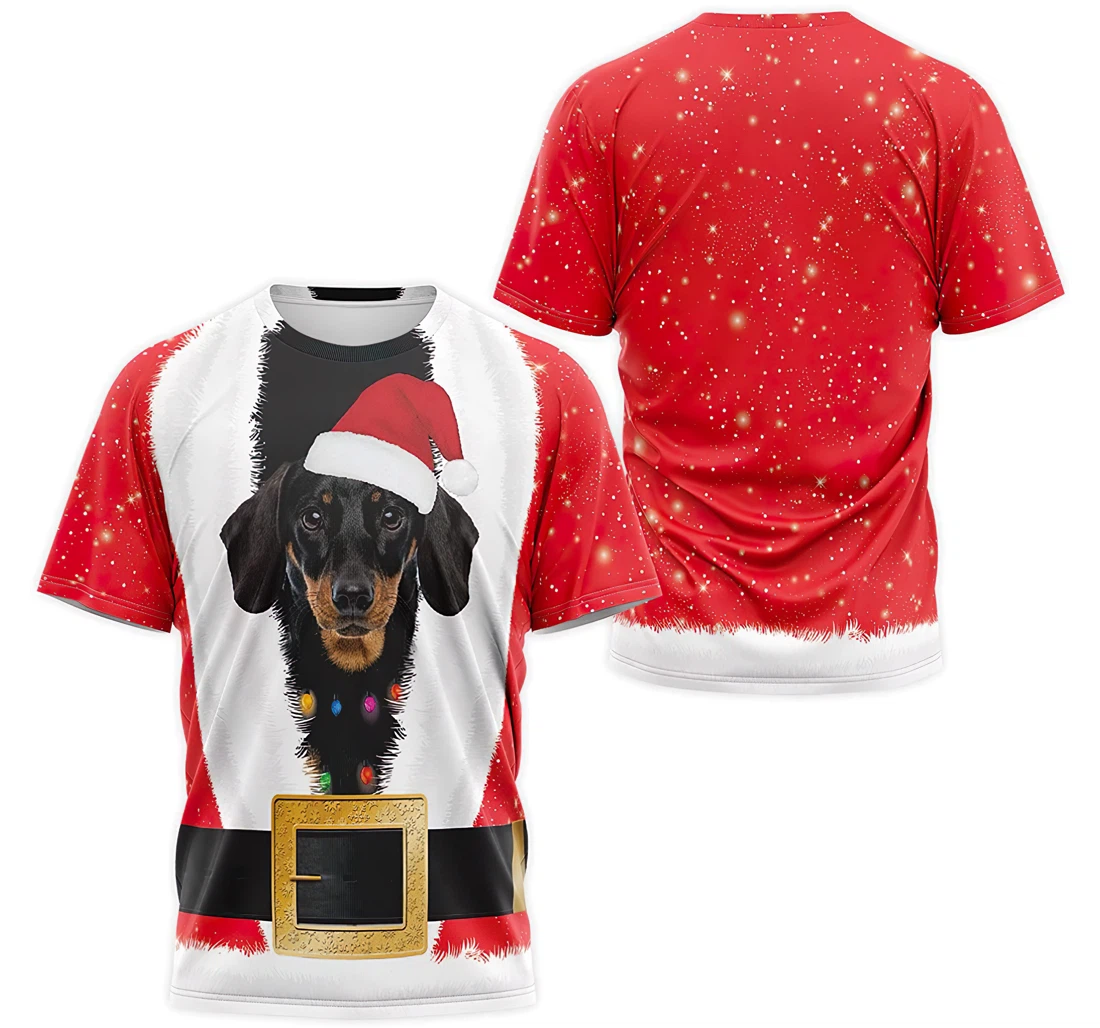 T-Shirt, Hoodie - Dachshund Christmas Santa Claus Costume 3D Printed