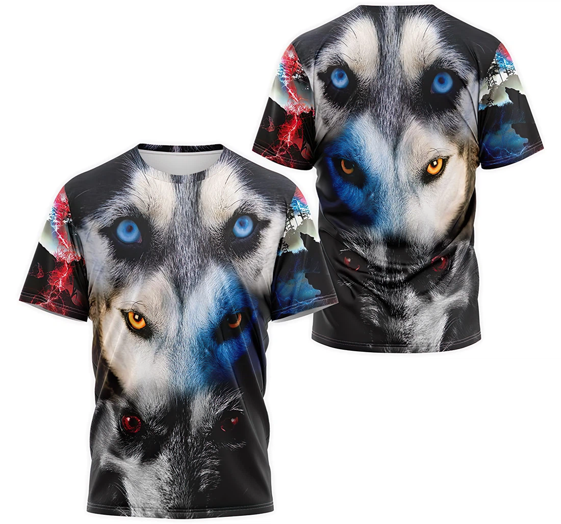 T-Shirt, Hoodie - Wolf Blue Yellow Red Eye 3D Printed