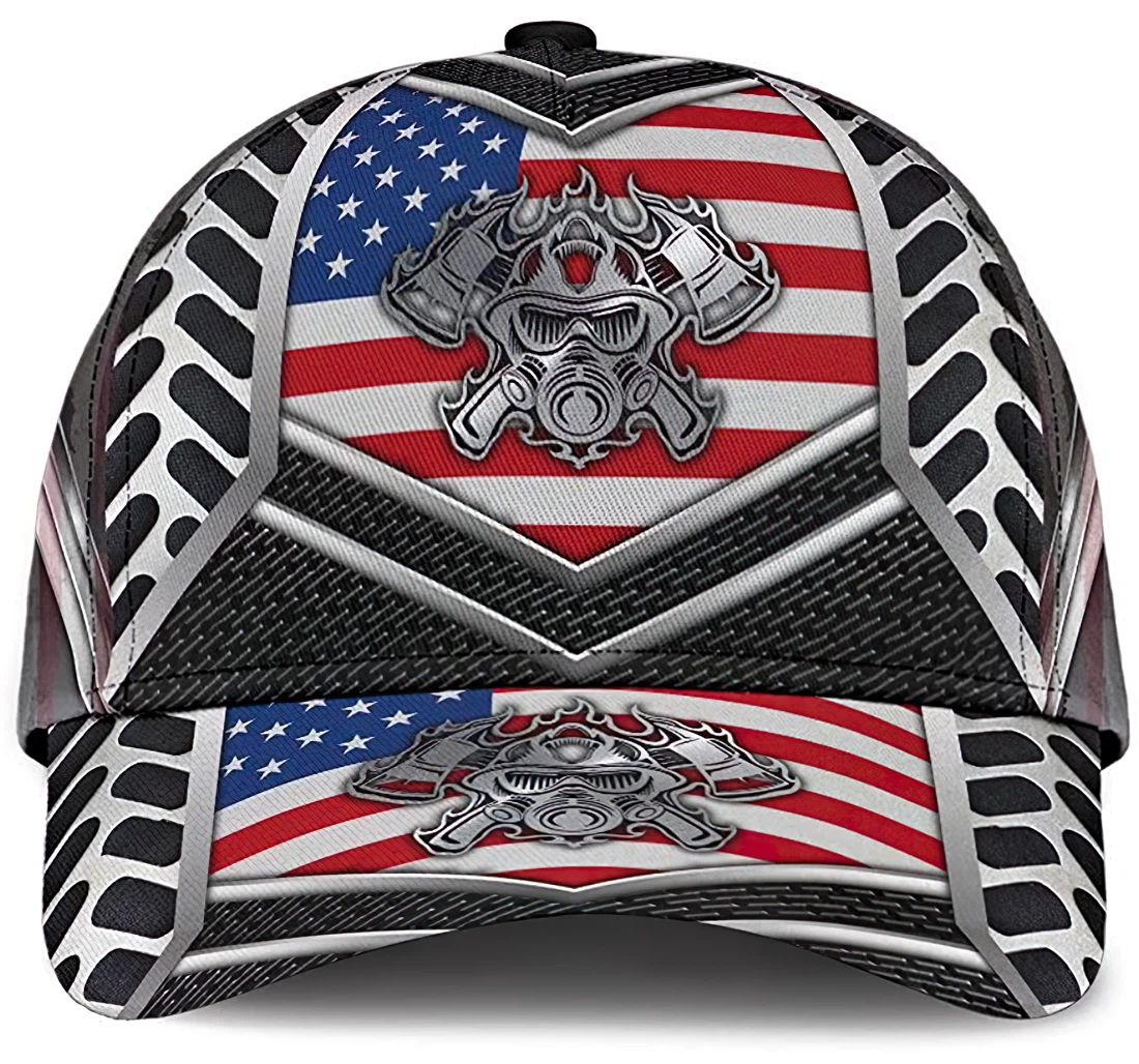 Firefighter Metal Flag American Pattern Unisex Snapback, Classic Baseball Cap