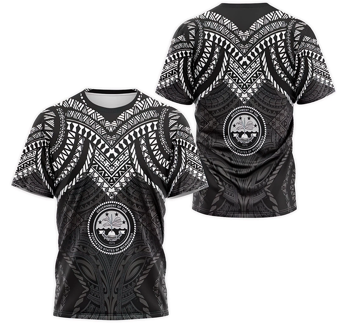 T-Shirt, Hoodie - Micronesia Coat Of Arms Tribal Pattern 3D Printed