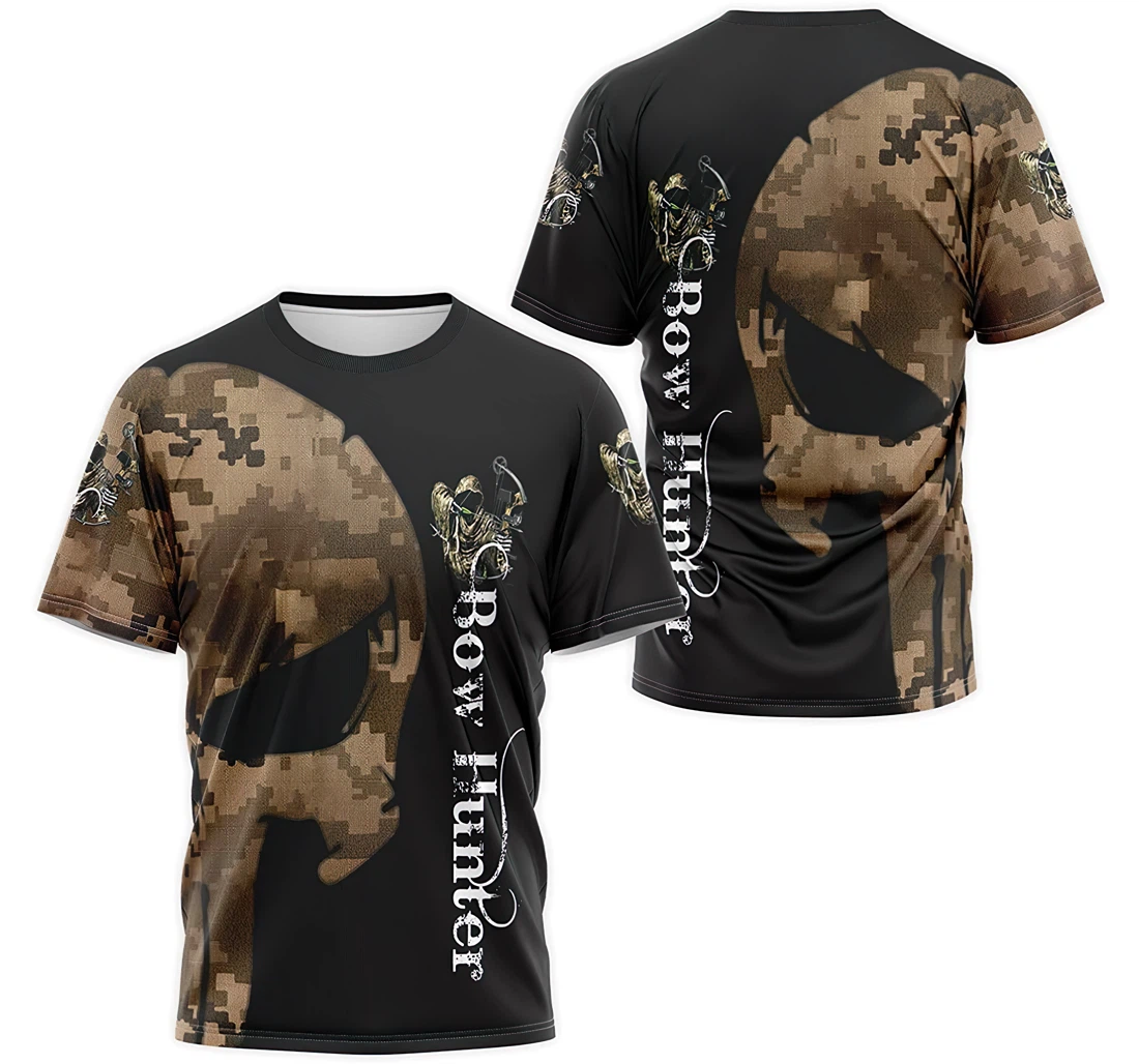 T-Shirt, Hoodie - Skull Reaper Bow Hunting Brown Camo 3D Printed