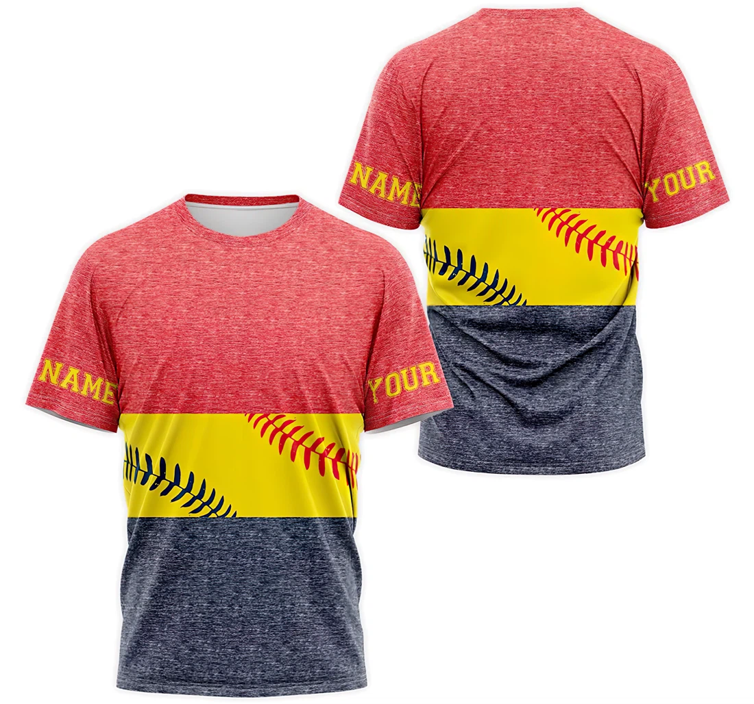 T-Shirt, Hoodie - Custom Name Baseball Stitches High Res Colorful 3D Printed