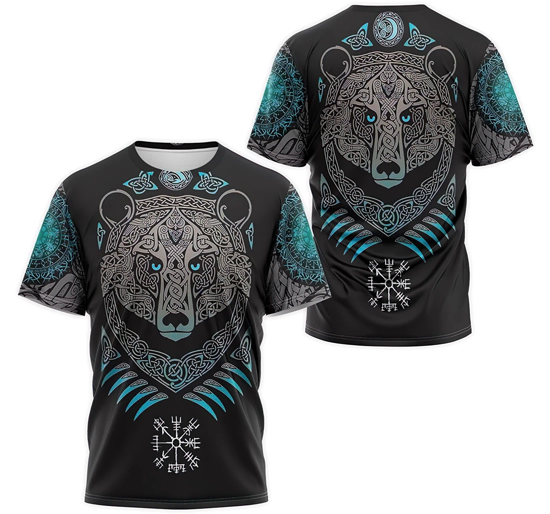 T-Shirt, Hoodie - Bear Norse Mythology Nordic Compass Pattern 3D Printed