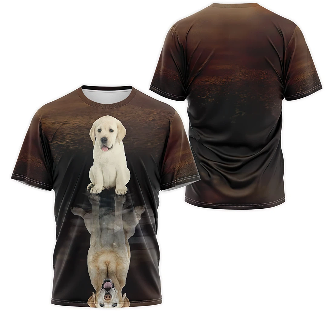 T-Shirt, Hoodie - Labrador Retriever Puppy Reflection Puddle 3D Printed