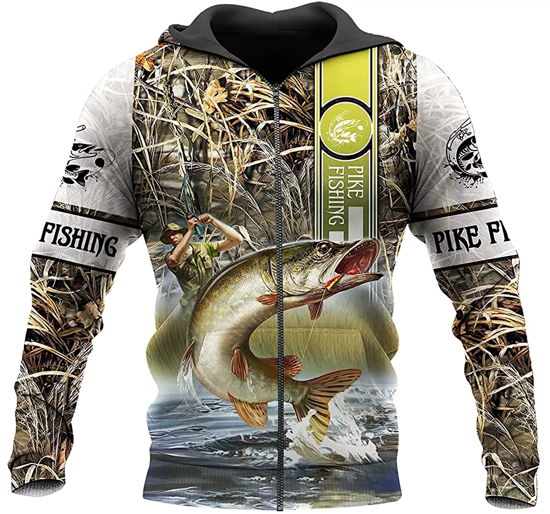 Northern Pike Fishing Camo Included - 3D Printed Hoodie, Sweatshirt