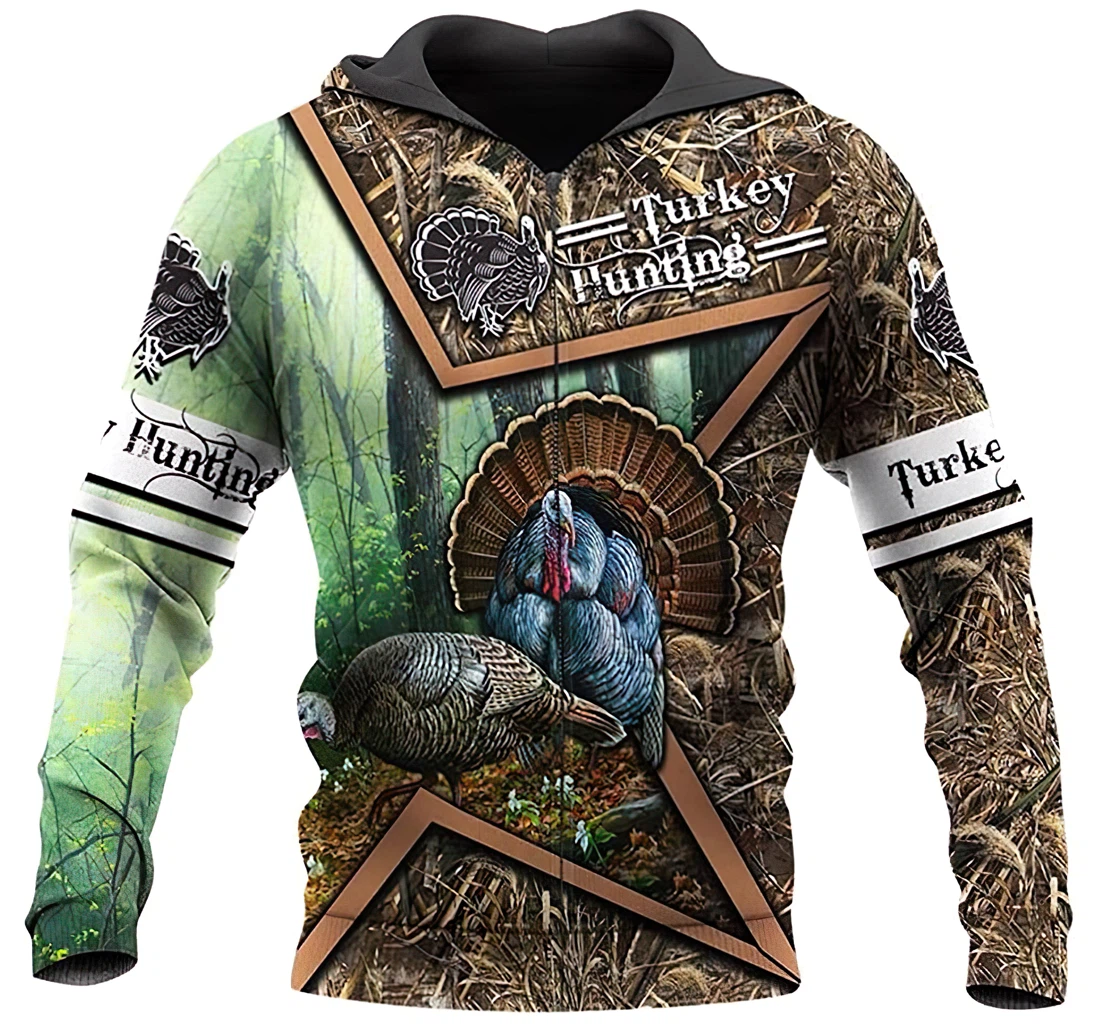 Turkey Hunting Camo Pattern 1 Included - 3D Printed Hoodie, Sweatshirt