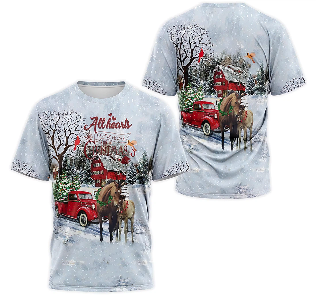T-Shirt, Hoodie - Horse All Hearts Come Home Christmas 3D Printed