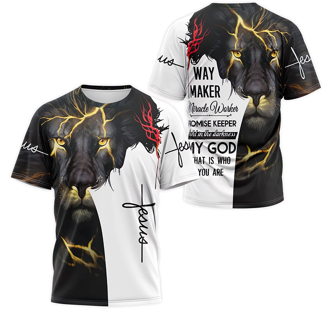 T-Shirt, Hoodie - Christian Jesus Lion Thunder Maker Miracle Worker Promise Keeper Light In The Darkness My God That Is Who You Are 3D Printed