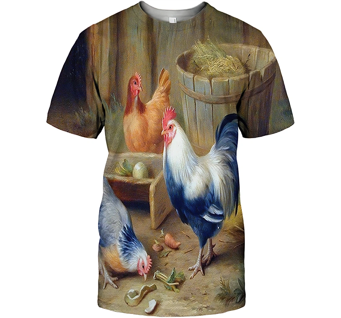 Rooster And Chicken Us1 Shirts Rooster Lover Gift - 3D Printed T-shirt