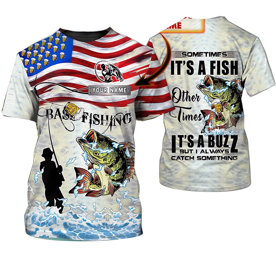 Personalized Bass Fishing Sometimes It's A Fish Shirts - 3D Printed T-shirt