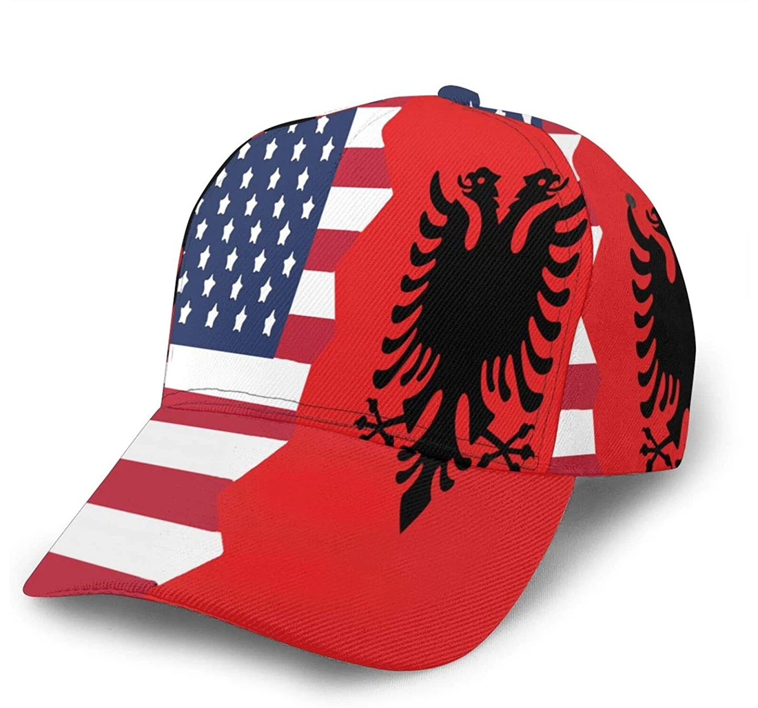 Flag Of Albania Albanian Usa Flag Snapback Flat Bill Hip Hop Hats Unisex Snapback, Classic Baseball Cap