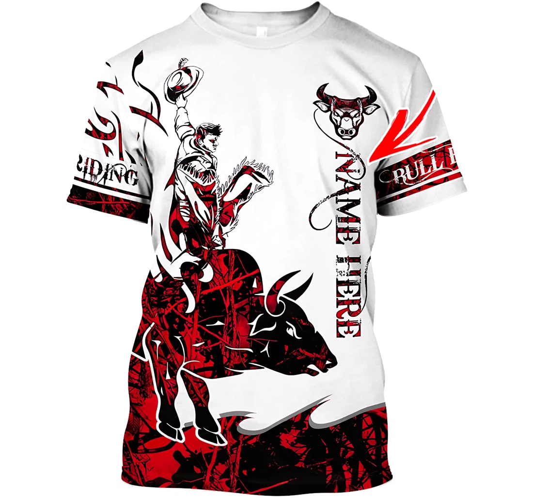 Personalized Cowboy Rodeo And Bull Riding Red Us3 Shirts - 3D Printed T-shirt