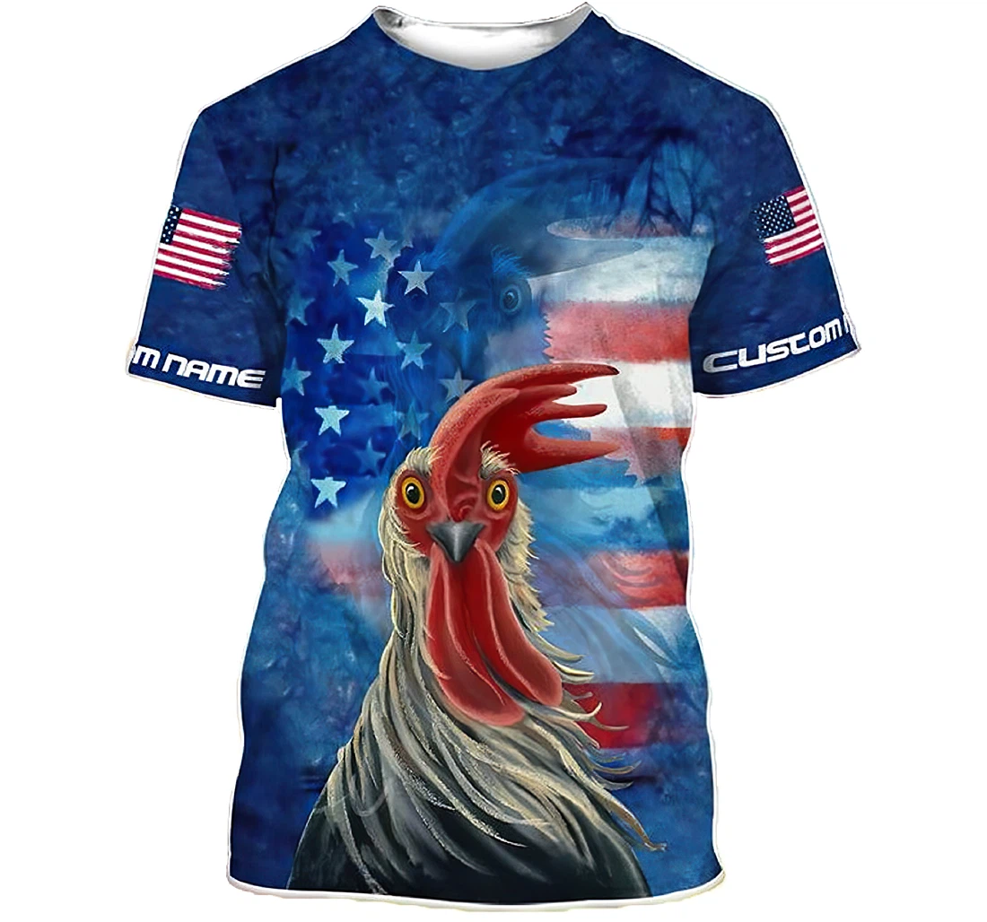 Personalized Rooster America Shirts Rooster Lover American Flag - 3D Printed T-shirt