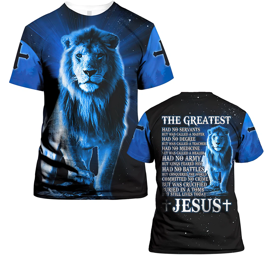 The Greatest Jesus Is Everything Blue Lion God Christian Gift Christian Warrior Printing - 3D Printed T-shirt