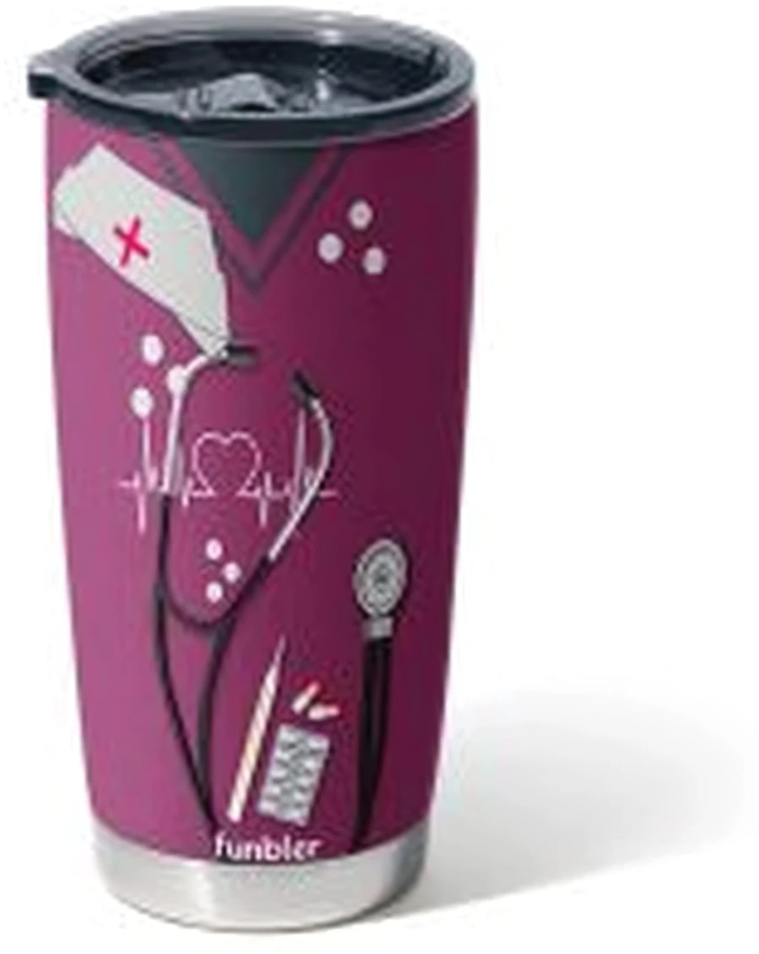 Personalized Tumblers - Nurse Scrubs Coffee Burgundy Tumbler Cup  20oz, 30oz With Lid, Travel Coffee Mug