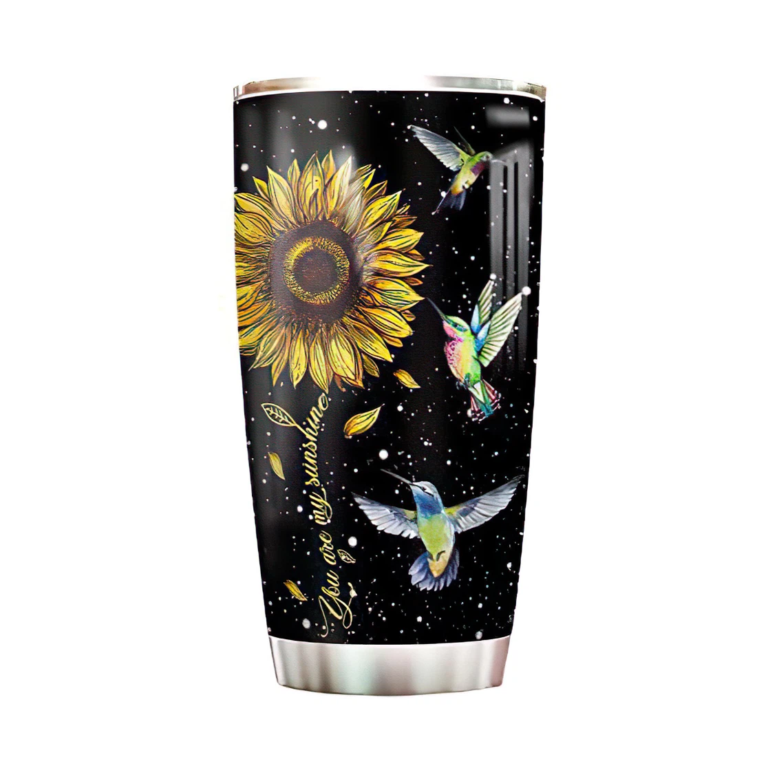 Personalized Tumblers - Sunflower Hummingbird Tumbler Cup  20oz, 30oz With Lid, Travel Coffee Mug