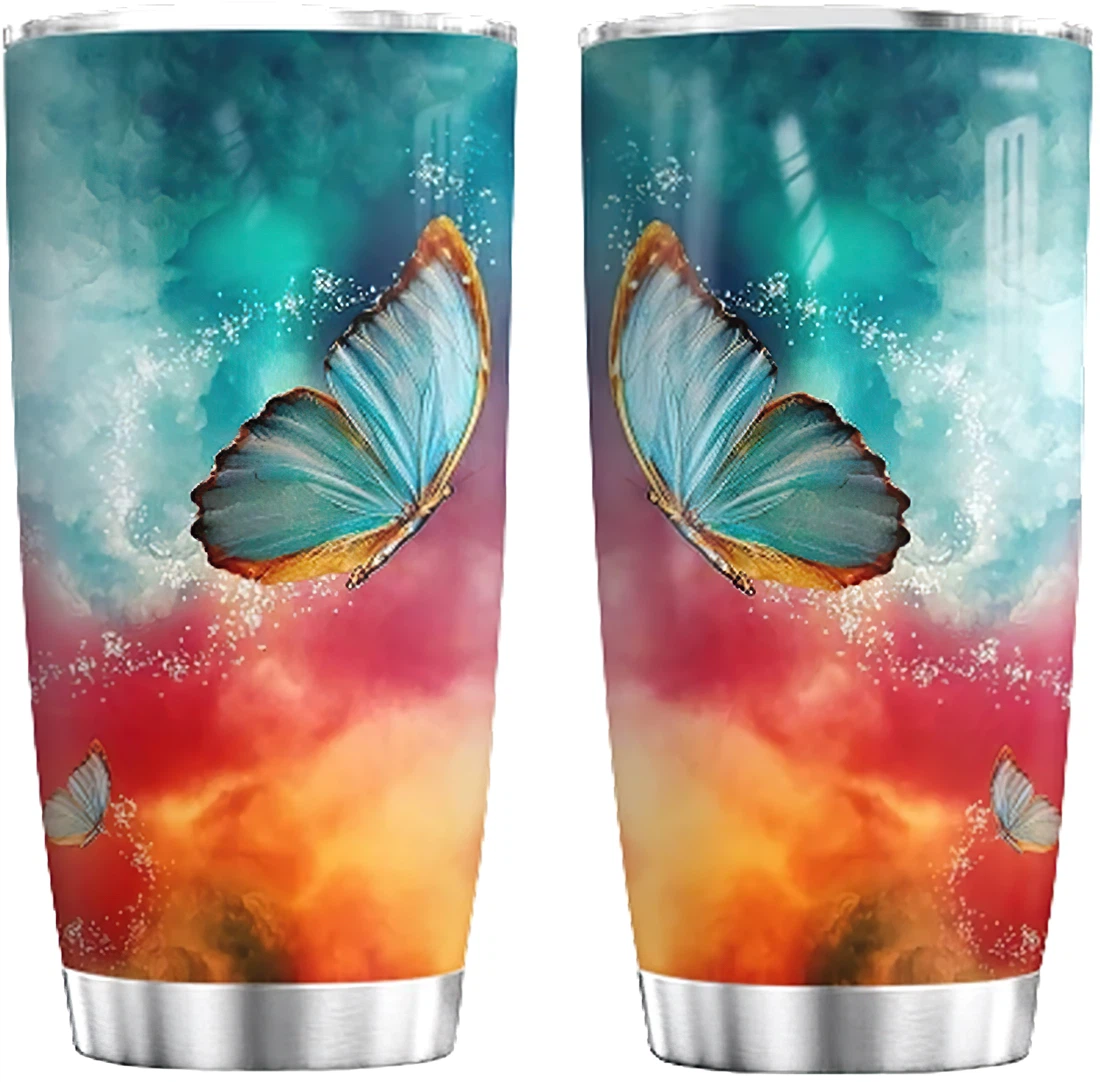 Personalized Tumblers - Butterfly Tumbler Cup 20oz, 30oz With Lid Travel Coffee Mug