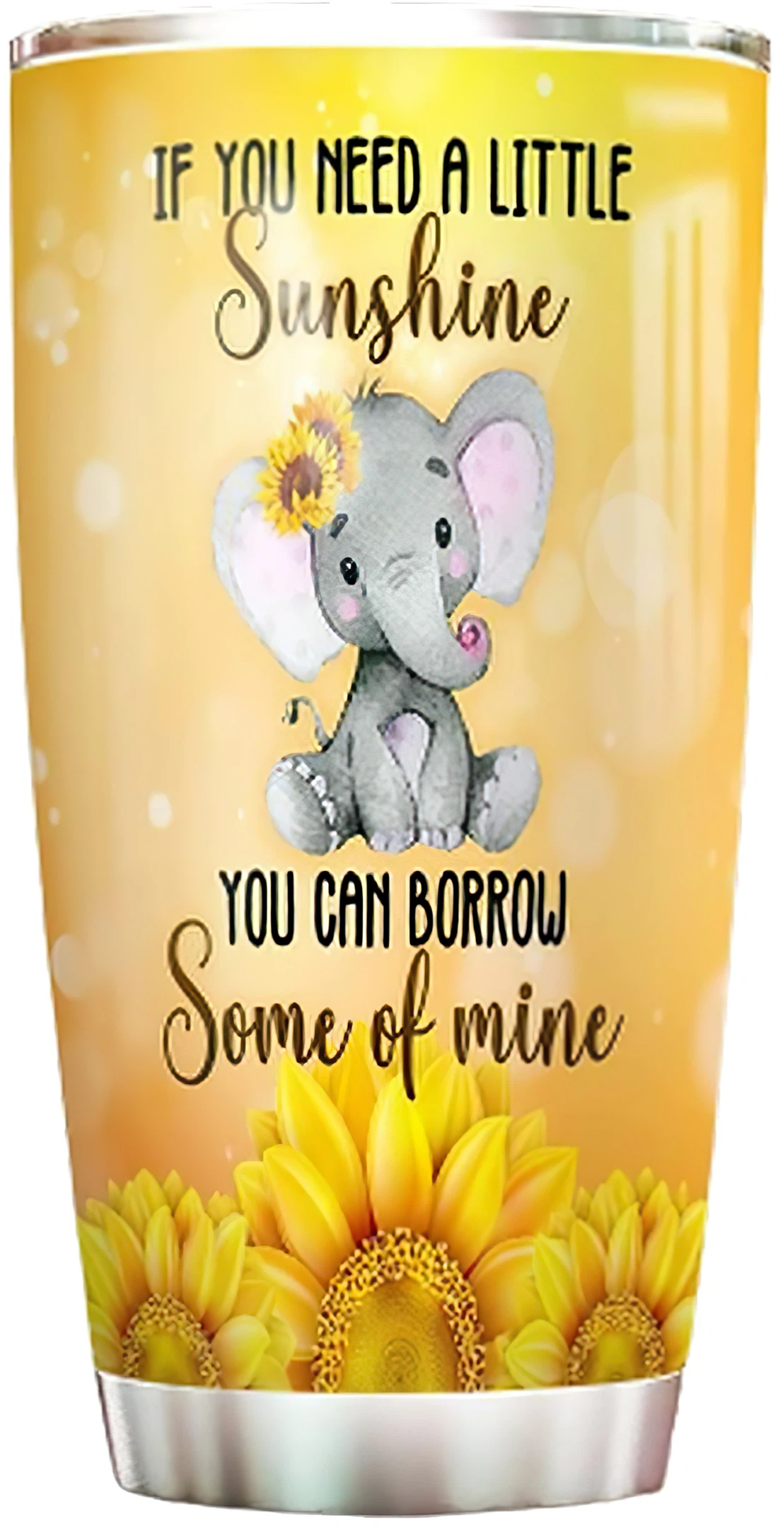Personalized Tumblers - Elephant Sunflowers Kd4 Tumbler Cup 20oz, 30oz With Lid Travel Coffee Mug