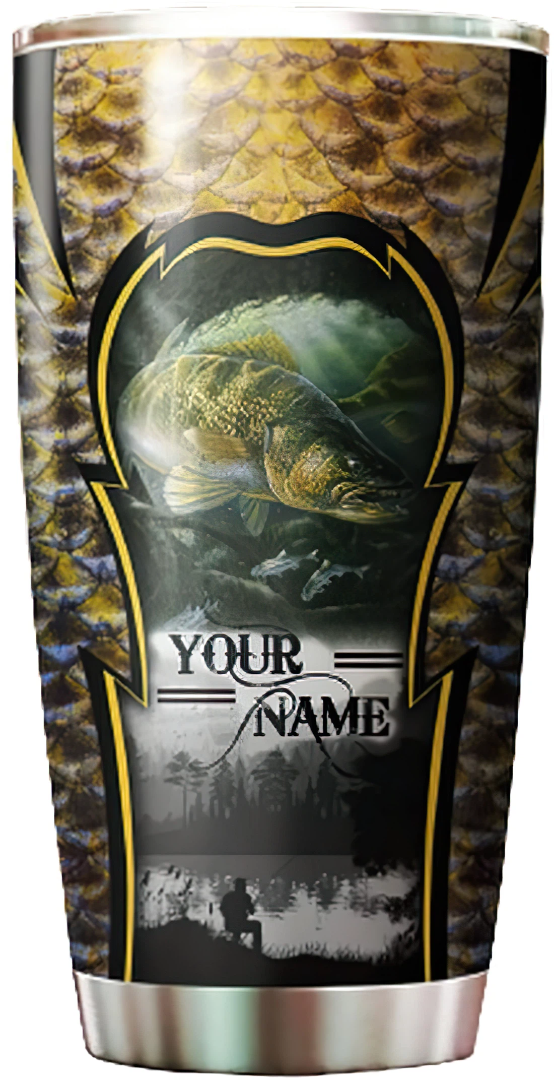 Personalized Tumblers - Walleye Fishing Tumbler Cup 20oz, 30oz With Lid Travel Coffee Mug