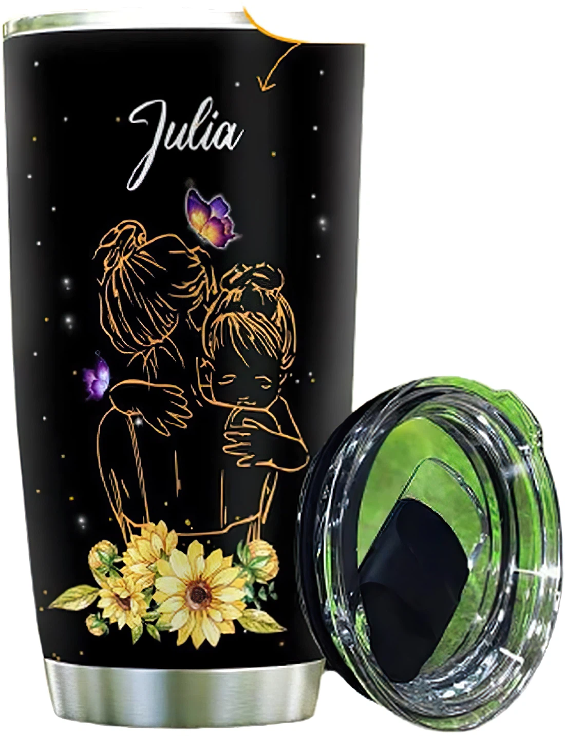 Personalized Tumblers - To My Daughter Sunflower Tumbler Cup 20oz, 30oz With Lid Travel Coffee Mug