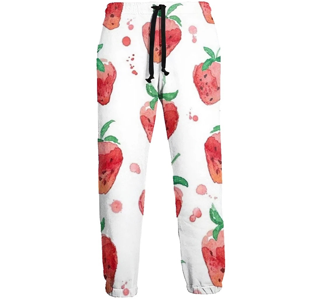 Watercolor Strawberry Menwomen Sweatpants Funny Joggers Pants Sports Trousers With Drawstring Sweatpant