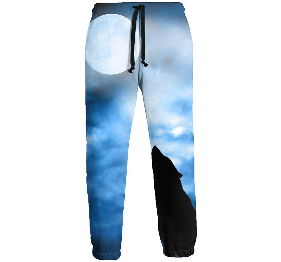 Wolf In Silhouette Howling To The Moon Menwomen Sweatpants Funny Joggers Pants Sports Trousers With Drawstring Sweatpant