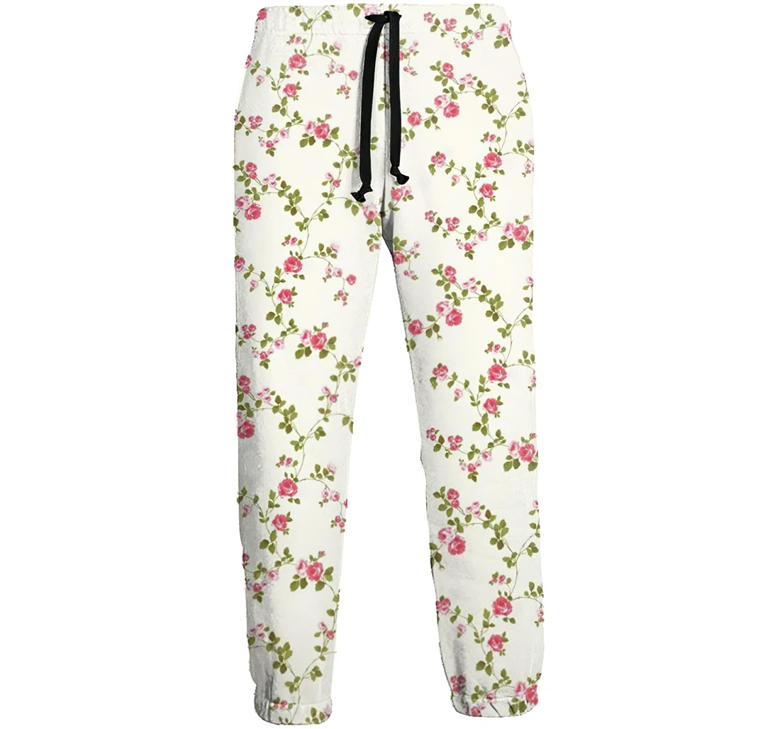 Yellow Floral Pattern Casual Hip Hop Trousers Length Jogger Pants Baggy Drawstring Sweatpants With Pockets Sweatpant