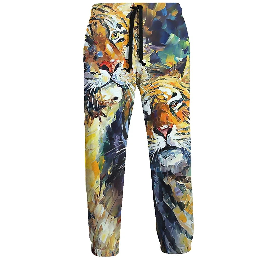 Wild Tiger Couples Unisex 3d Graphic Jogger Pants Lightweight Comfortable Baggy Sweatpants With Drawstring Pockets Sweatpant