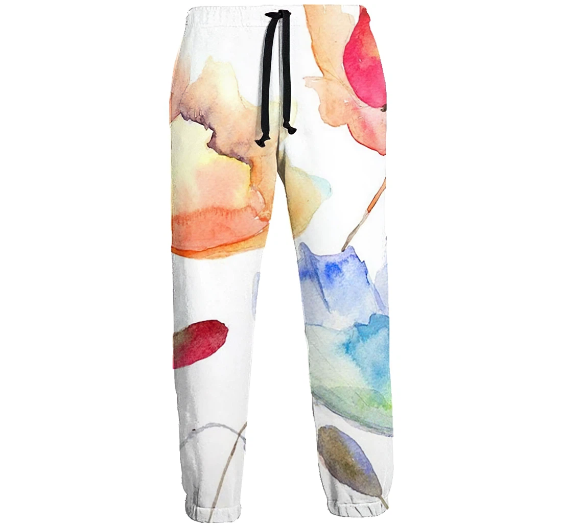 Watercolor Flowers Menwomen Sweatpants Funny Joggers Pants Sports Trousers With Drawstring Sweatpant