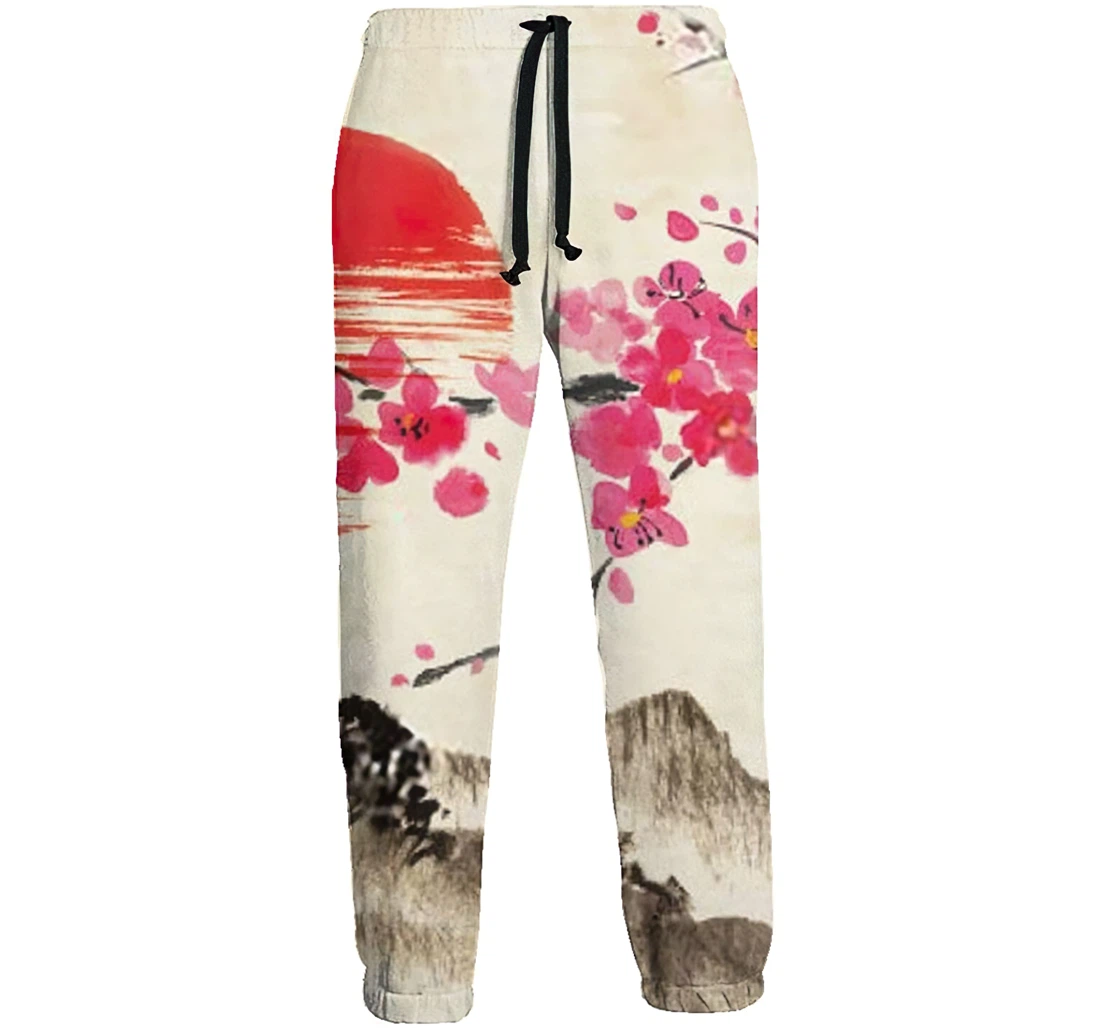 Plum Blossom And Red Sun Ink Painting Jogger Pants 3d Sweat Pants Hip Hop Garment Unisex Spring Sweatpants Sweatpant