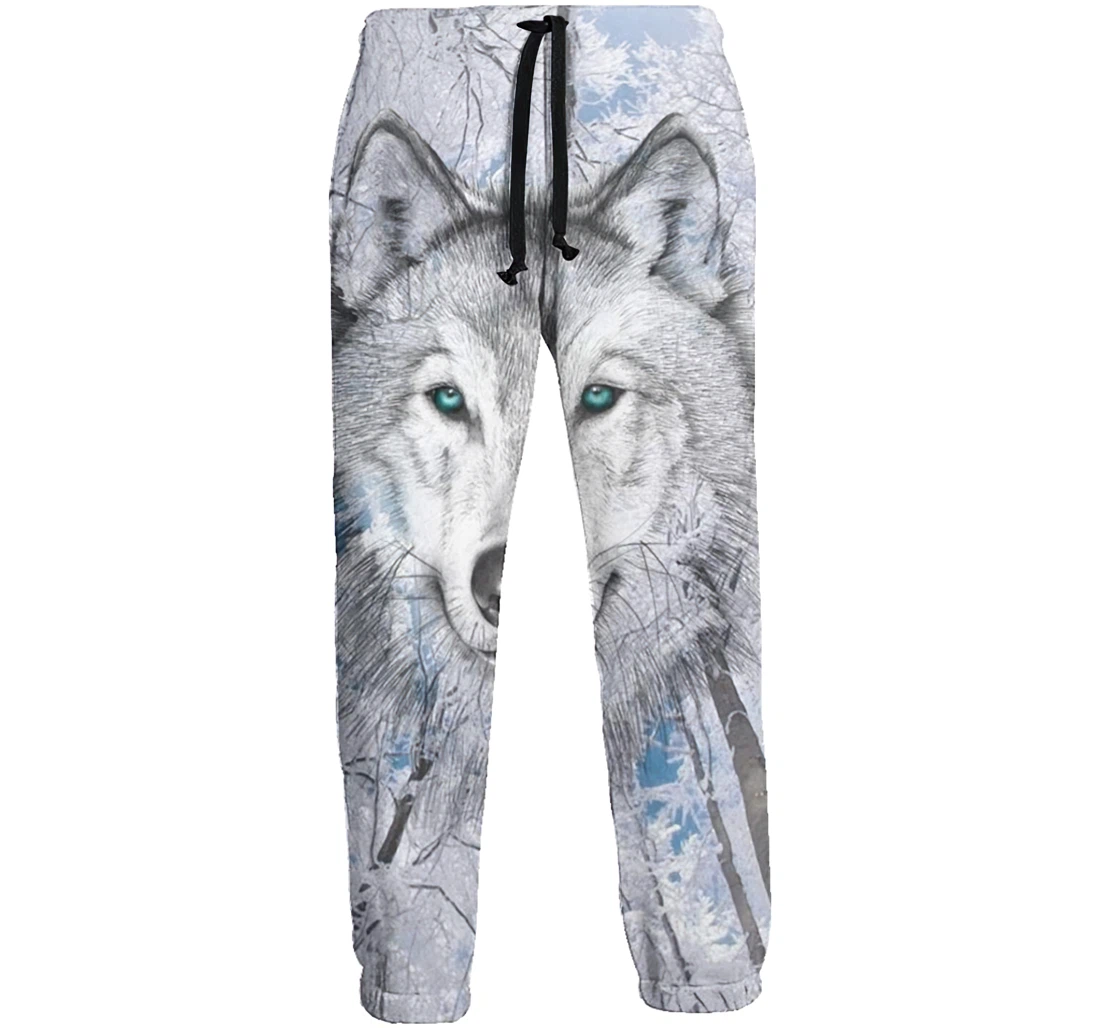 Wolf With Green Eyes Casual Hip Hop Trousers Length Jogger Pants Baggy Drawstring Sweatpants With Pockets Sweatpant