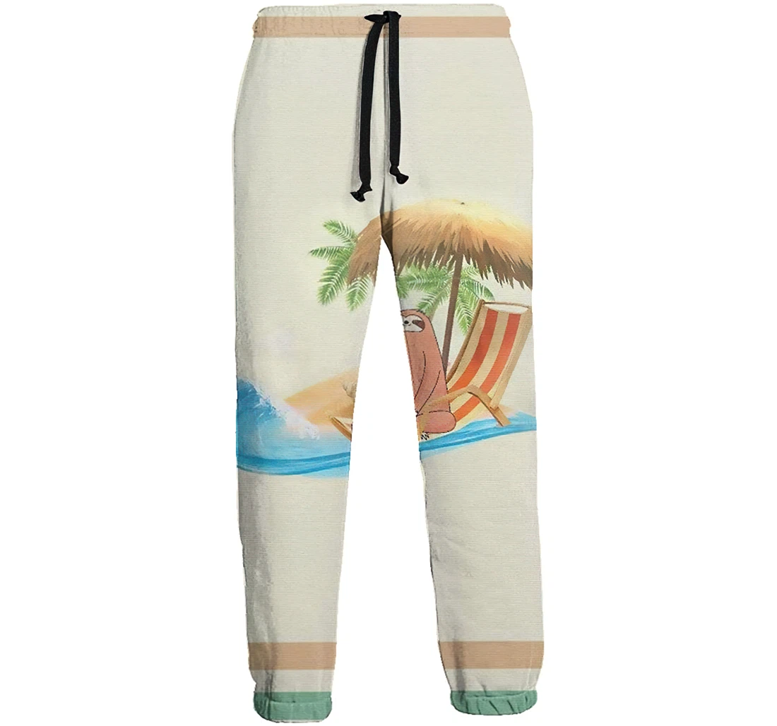 A Sloth Sitting On A Beach Chair Casual Hip Hop Trousers Length Jogger Pants Baggy Drawstring Sweatpants With Pockets Sweatpant