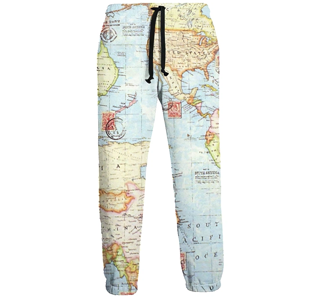 World Map 2 Menwomen Sweatpants Funny Joggers Pants Sports Trousers With Drawstring Sweatpant