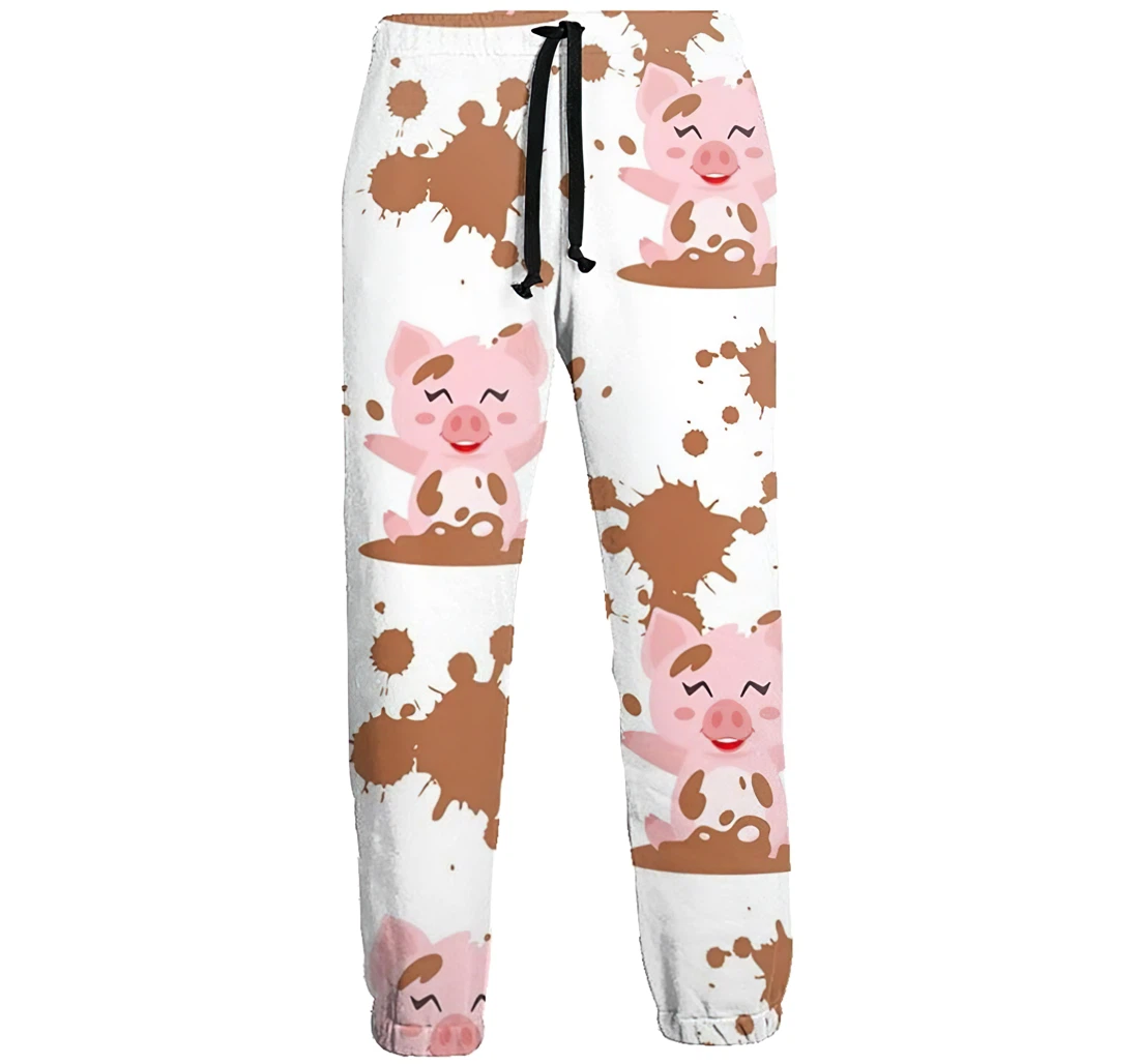 Pink Little Piggy Casual Hip Hop Trousers Length Jogger Pants Baggy Drawstring Sweatpants With Pockets Sweatpant