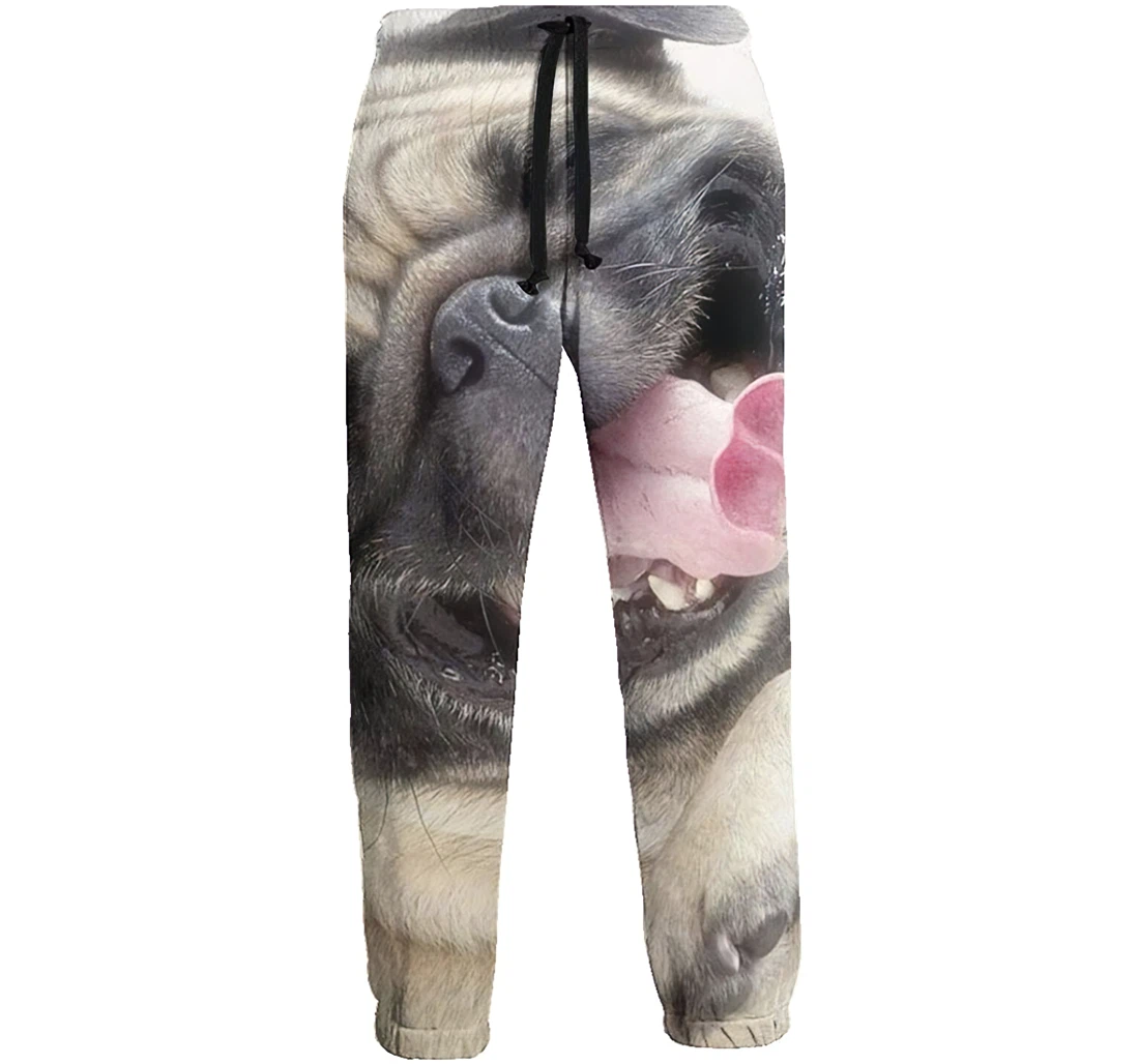 Happy Pug Menwomen Sweatpants Funny Joggers Pants Sports Trousers With Drawstring Sweatpant