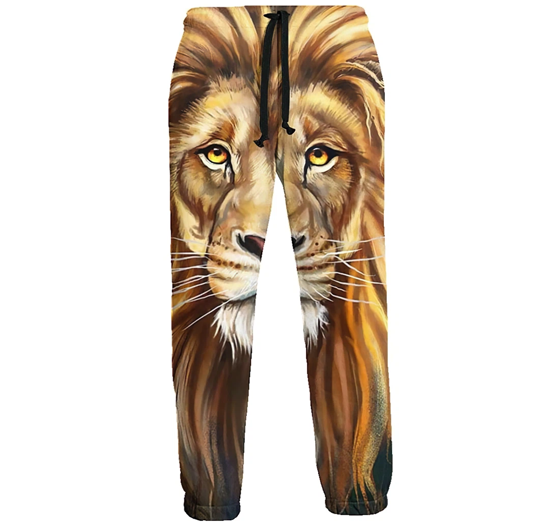 A Mighty Lion Casual Hip Hop Trousers Length Jogger Pants Baggy Drawstring Sweatpants With Pockets Sweatpant