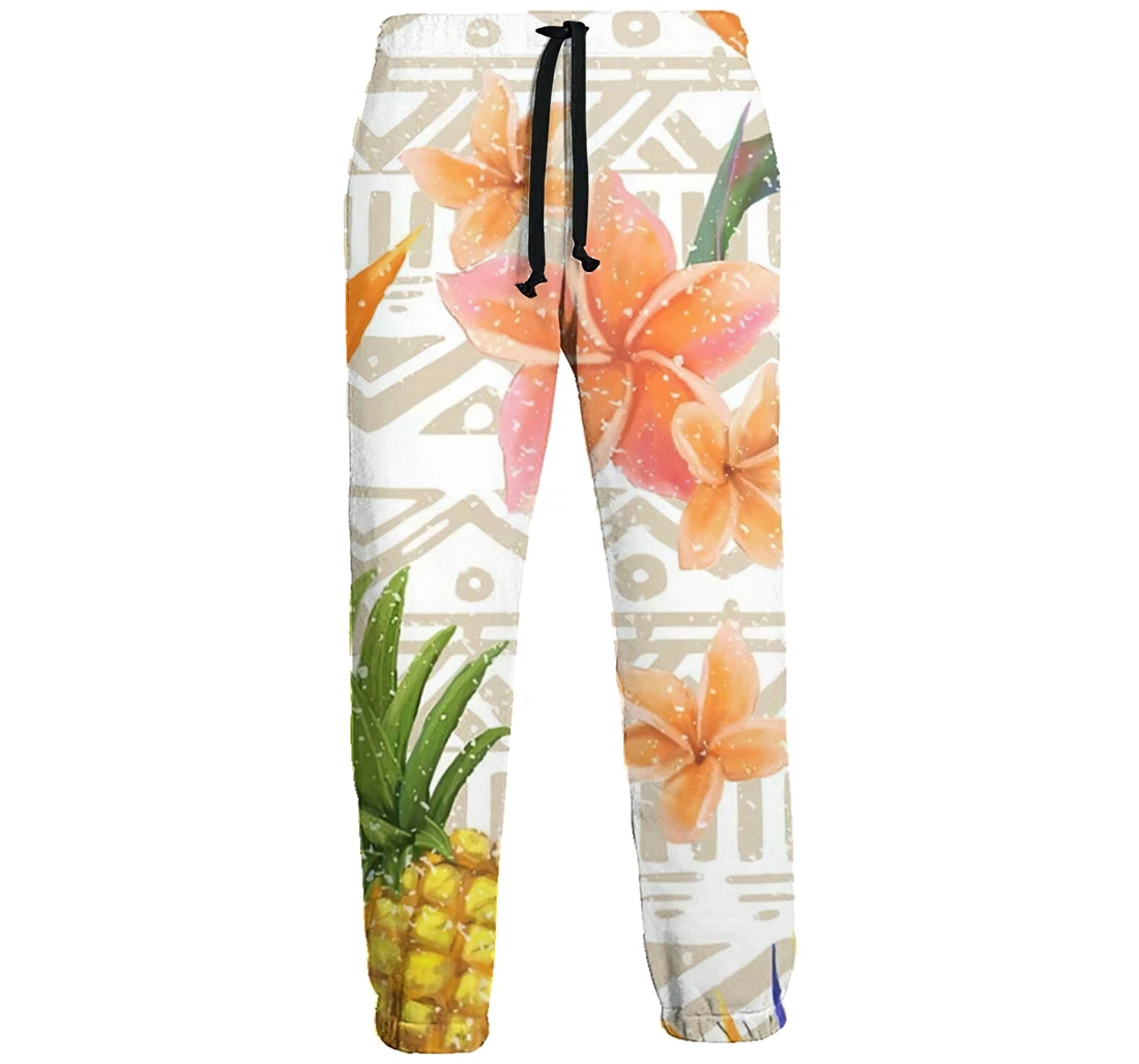 Pineapples And Flowers Casual Hip Hop Trousers Length Jogger Pants Baggy Drawstring Sweatpants With Pockets Sweatpant