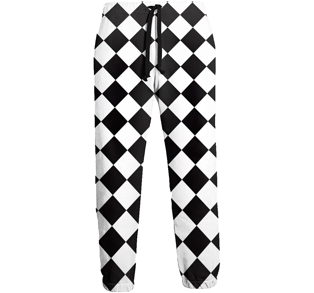 A Black And White Lattice With A Diamond Shape Menwomen Sweatpants Funny Joggers Pants Sports Trousers With Drawstring Sweatpant