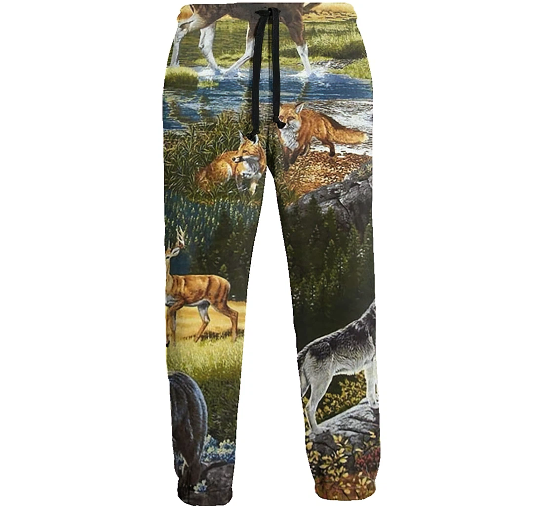 Wild Animals Men's Swedish Flag Casual Hip Hop Trousers Length Jogger Pants Baggy Drawstring Sweatpants With Pockets Sweatpant