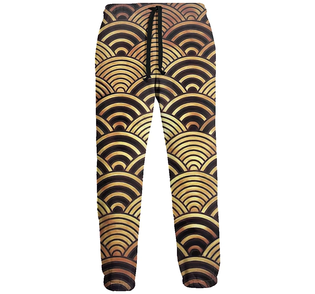 Graceful Japanese Waves Casual Hip Hop Trousers Length Jogger Pants Baggy Drawstring Sweatpants With Pockets Sweatpant