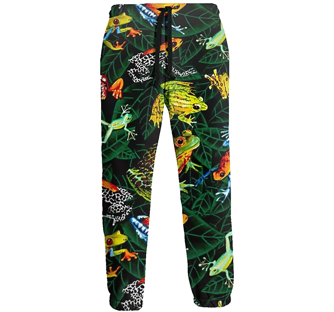 Frogs On Leaves Green Unisex 3d Graphic Jogger Pants Lightweight Comfortable Baggy Sweatpants With Drawstring Pockets Sweatpant
