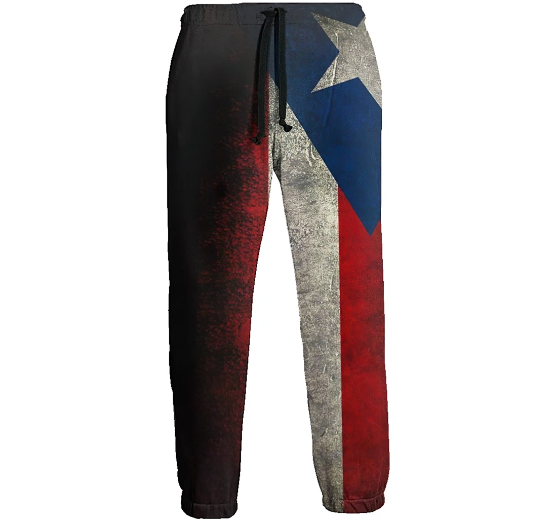 Puerto Rican Flag Casual Hip Hop Trousers Length Jogger Pants Baggy Drawstring Sweatpants With Pockets Sweatpant