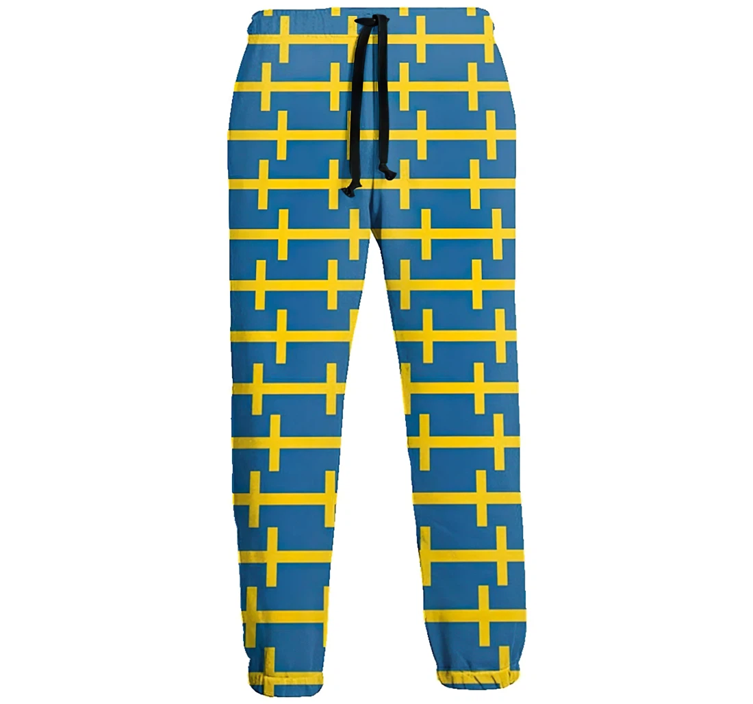 Originality Sweden Flag Menwomen Sweatpants Funny Joggers Pants Sports Trousers With Drawstring Sweatpant