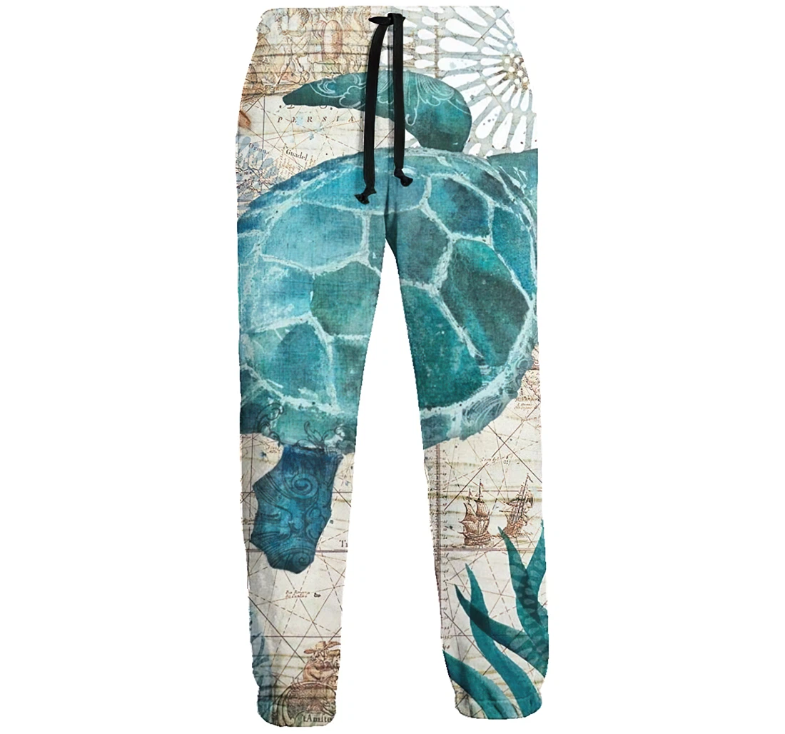 Sea Turtle Men's Colored Flowers Casual Hip Hop Trousers Length Jogger Pants Baggy Drawstring Sweatpants With Pockets Sweatpant