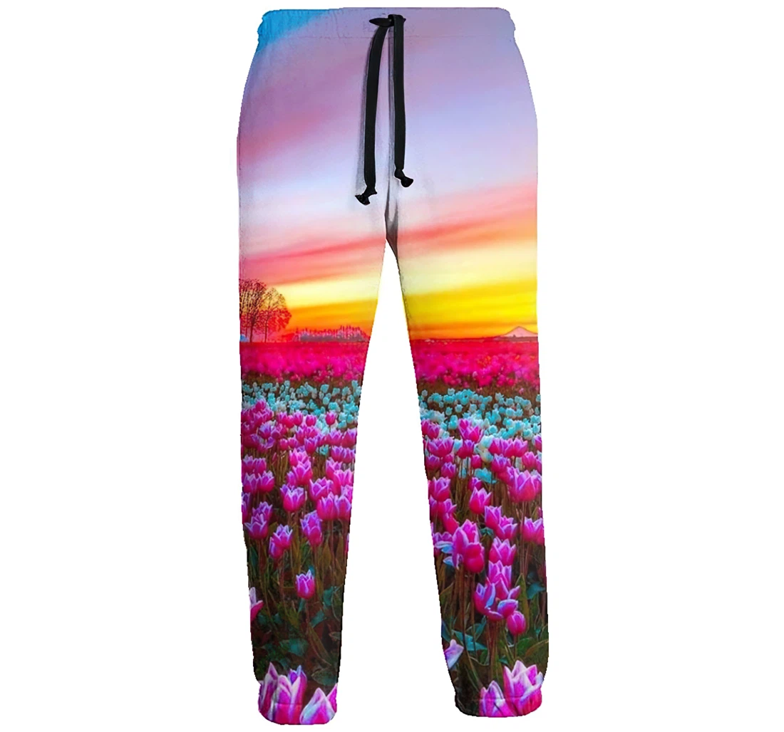 Beautiful Rose Fields Menwomen Sweatpants Funny Joggers Pants Sports Trousers With Drawstring Sweatpant