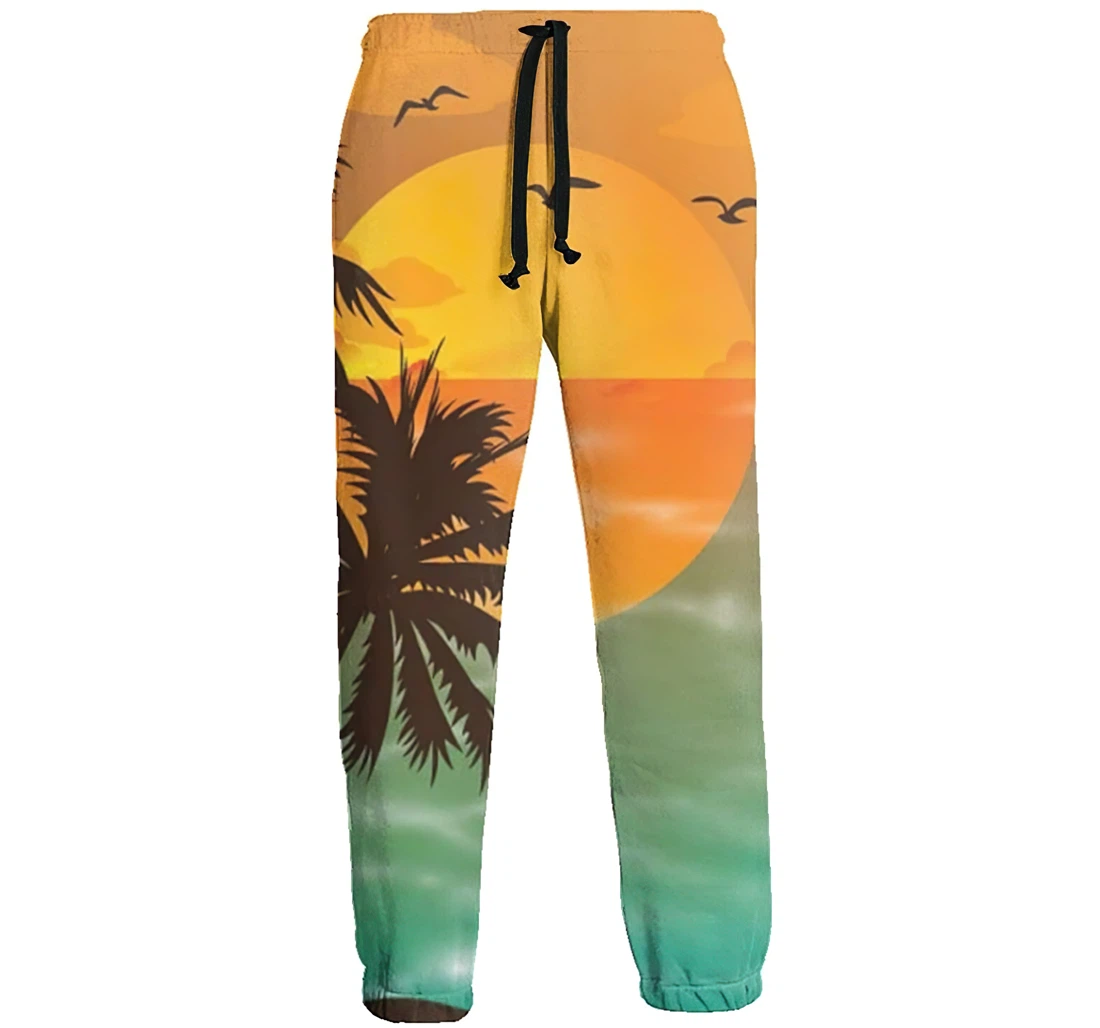 Cartoon Sunset Beach Menwomen Sweatpants Funny Joggers Pants Sports Trousers With Drawstring Sweatpant