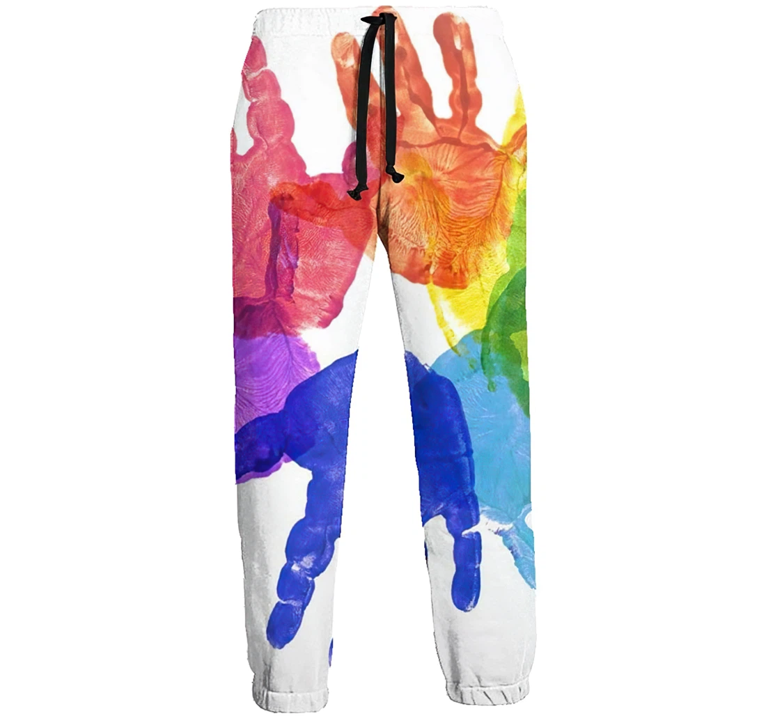 Colored Palm Prints Casual Hip Hop Trousers Length Jogger Pants Baggy Drawstring Sweatpants With Pockets Sweatpant